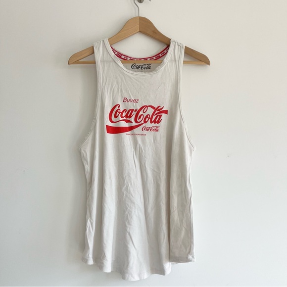 Coca Cola Mad Engine French Racerback Tank Top White Red Top Buvez Coke 2019 XL - Picture 1 of 5